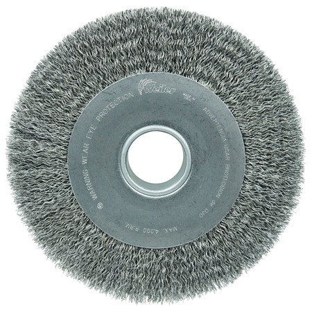WEILER 10" Wide Face Crimped Wire Wheel .014" Steel Fill 2" Arbor Hole 3200